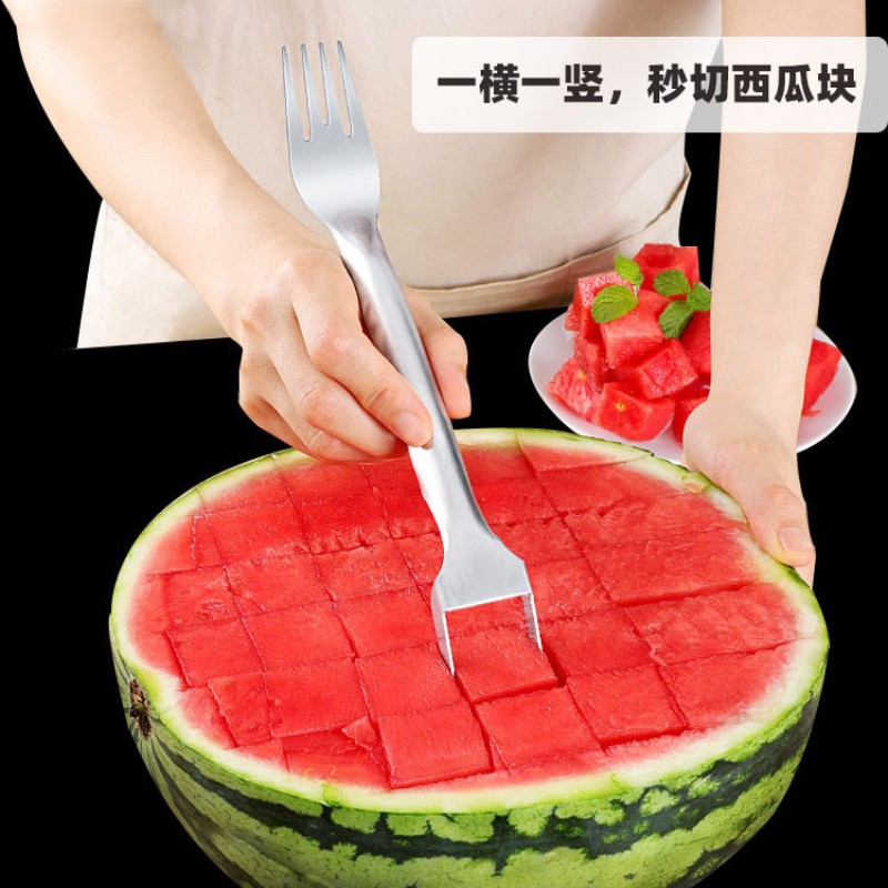 Watermelon Slicer Cutter - Roestvrijstalen Watermeloensnijder, Mooie Snijsnijmachine, Multifunctionele Fruitvork