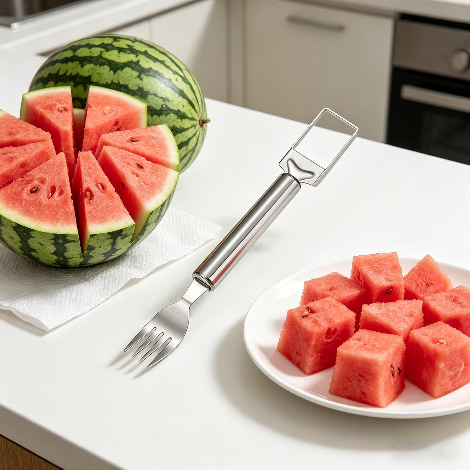 Watermelon Slicer Cutter - Watermeloensnijder Dubbelkoppige keukenvork Roestvrijstalen fruitsnijder voor