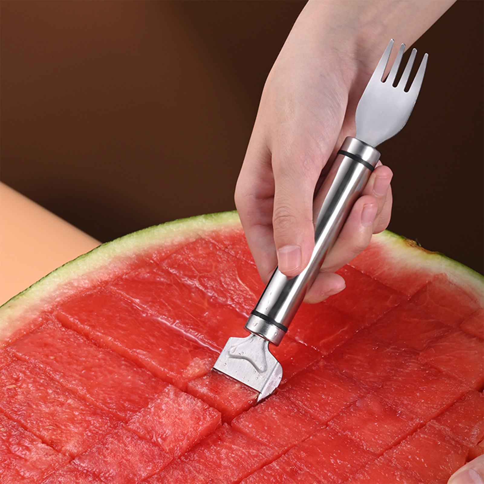 Watermelon Slicer Cutter - Roestvrijstalen watermeloen snijgereedschap functionele watermeloen vork